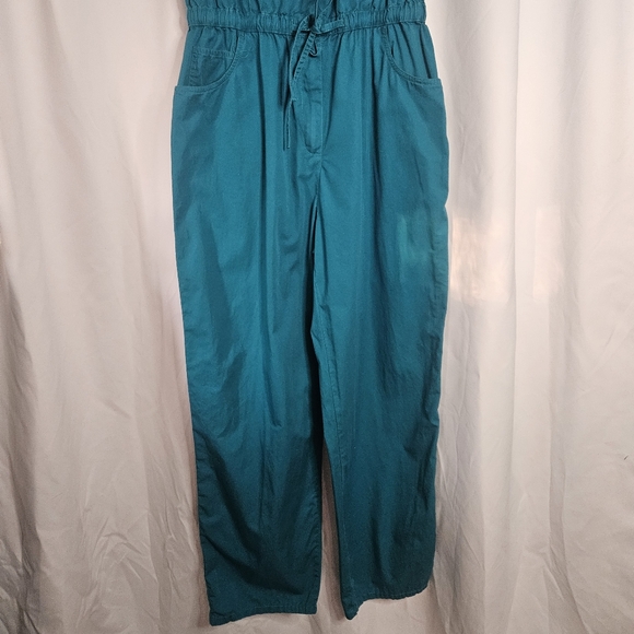 Vintage Jones New York Sport Jumpsuit Sleeveless Teal Button Up Tie Waist‎ - Picture 4 of 10